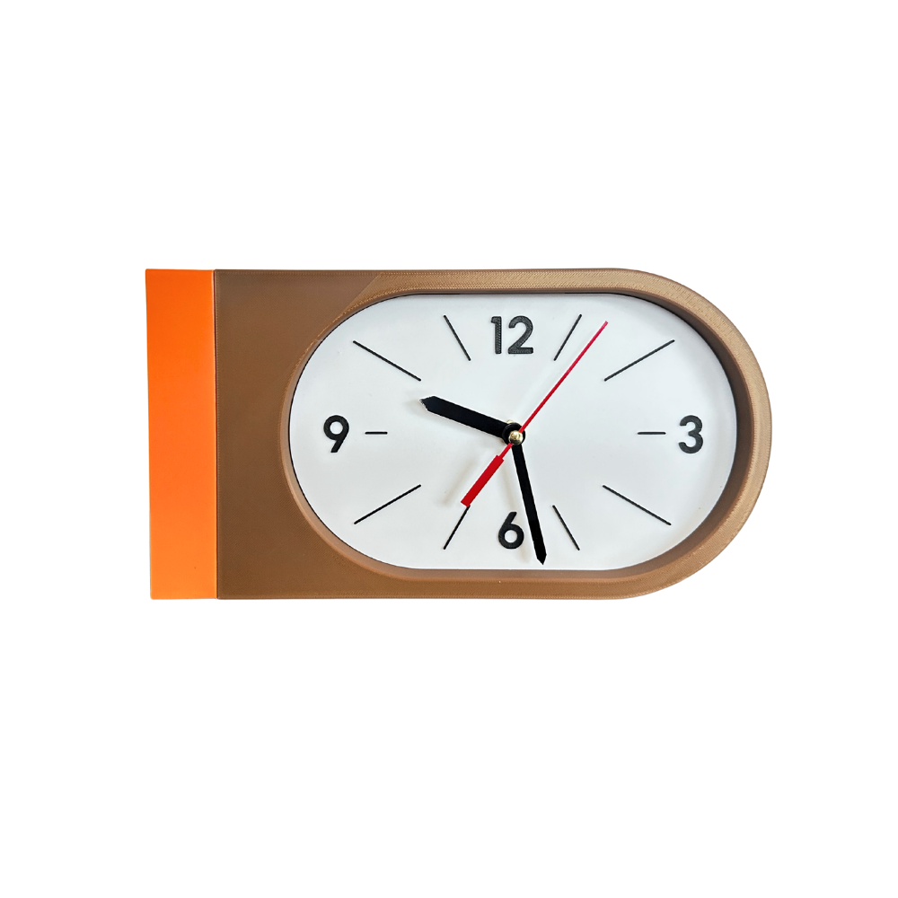 Reloj de Pared Decorativo NOOK – Ovalado Café y Naranja