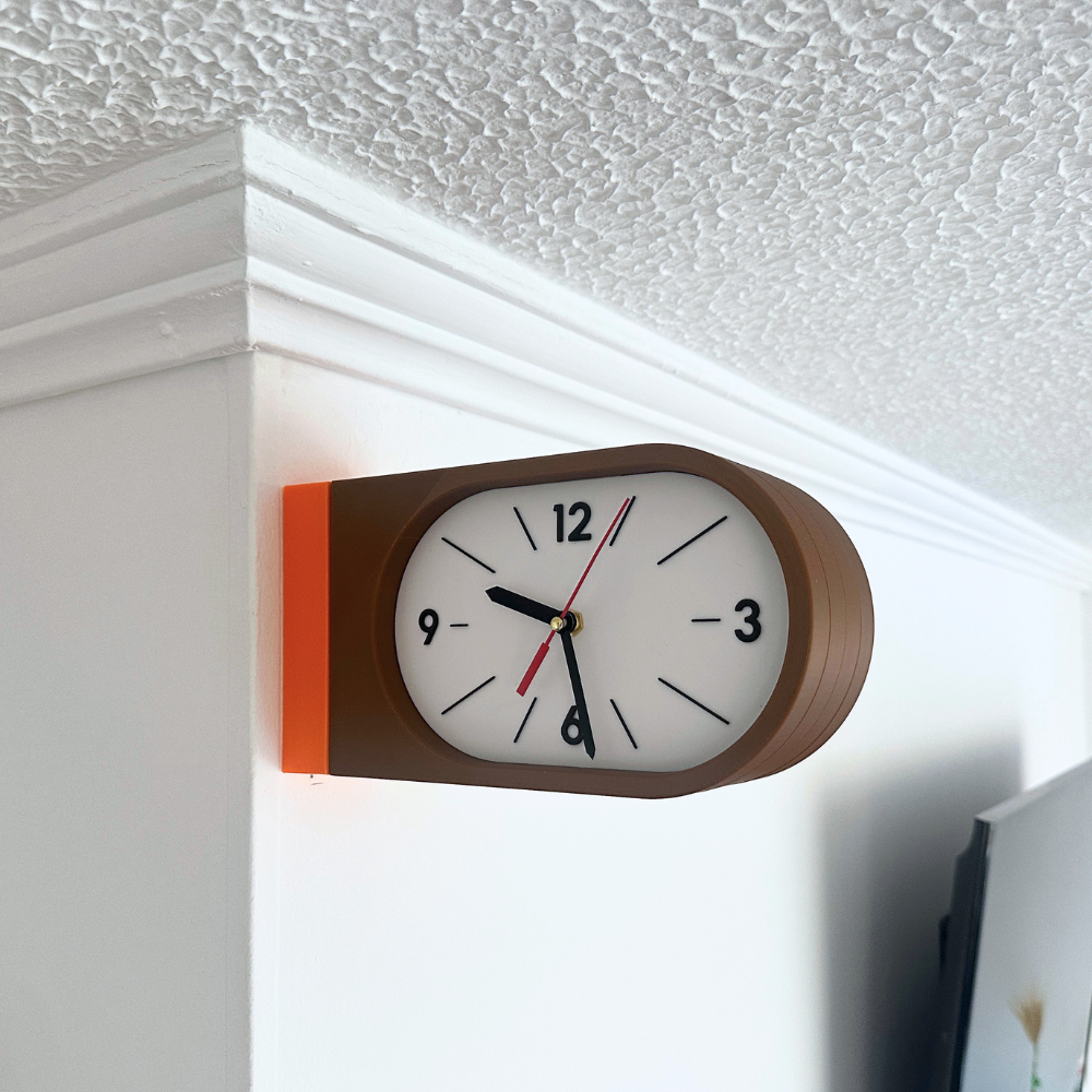 Reloj de Pared Decorativo NOOK – Ovalado Café y Naranja