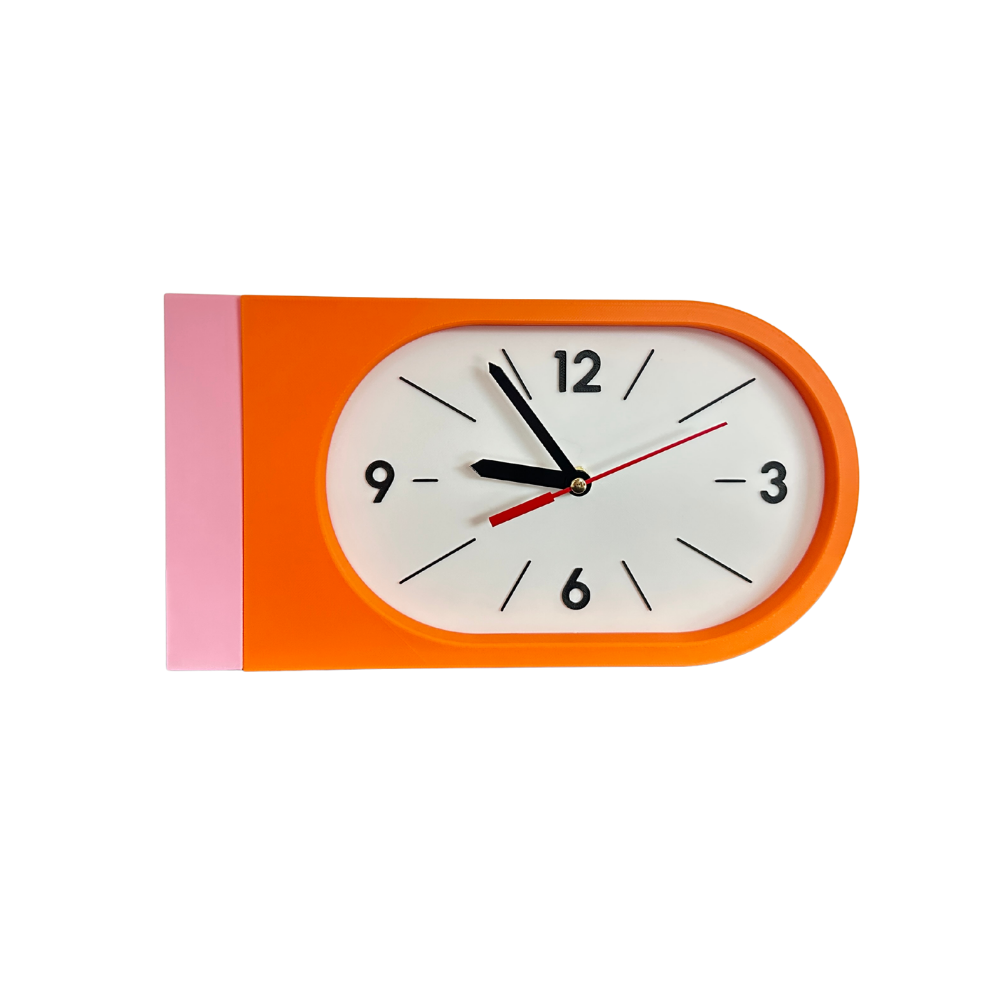 Reloj de Pared Decorativo NOOK – Ovalado Naranja y Rosado