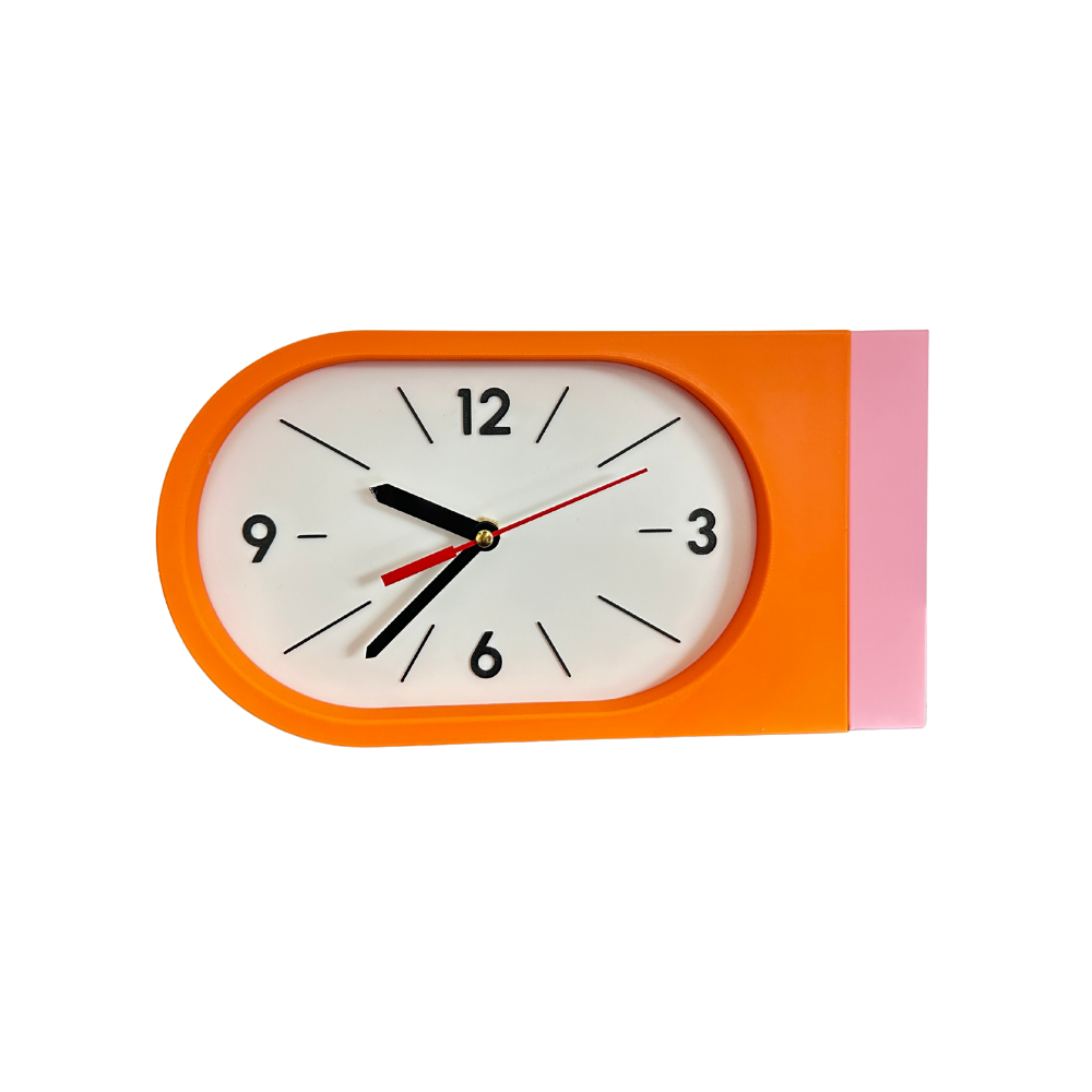 Reloj de Pared Decorativo NOOK – Ovalado Naranja y Rosado