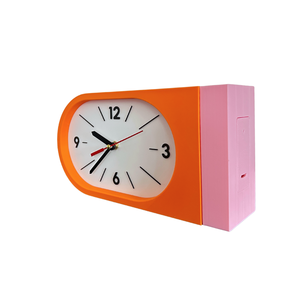 Reloj de Pared Decorativo NOOK – Ovalado Naranja y Rosado
