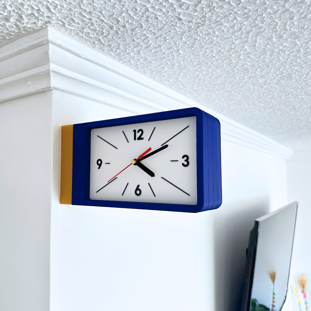 Reloj de Pared Decorativo NOOK – Cuadrado Azul y Amarillo