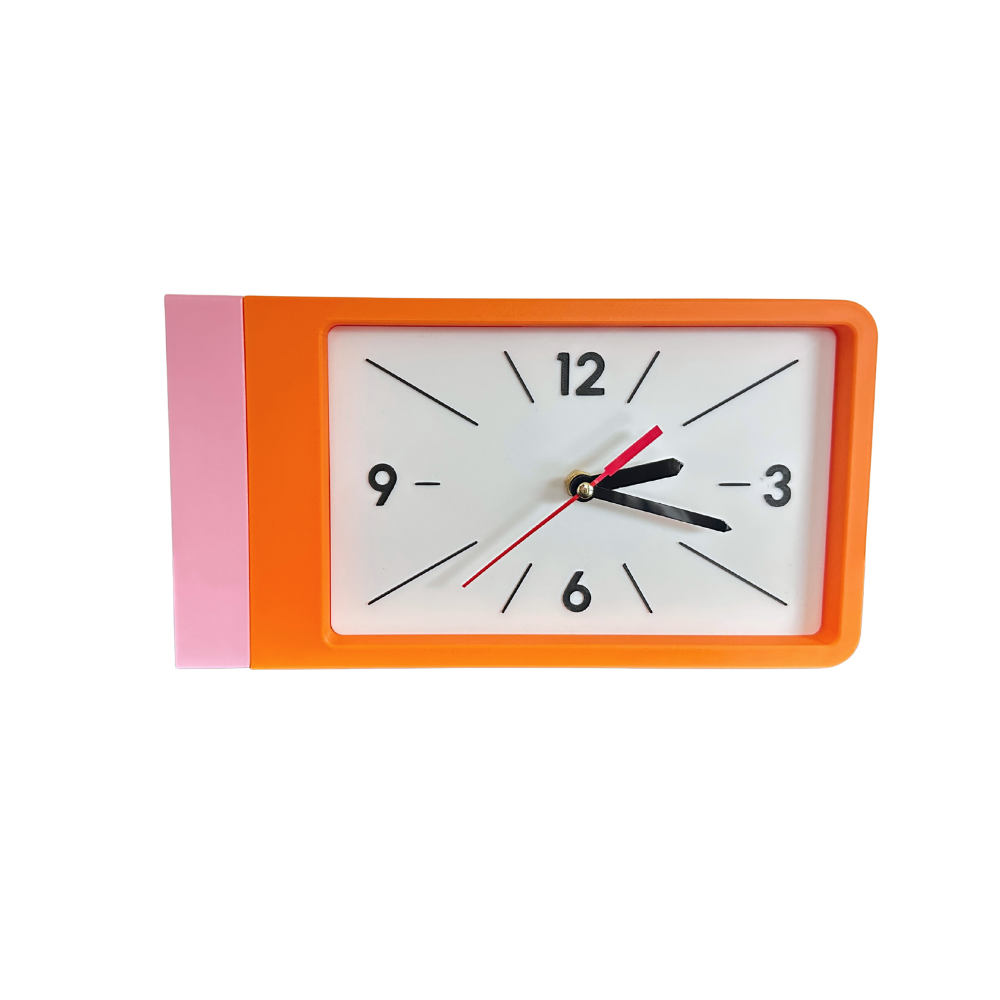 Reloj de Pared Decorativo NOOK – Cuadrado Naranja y Rosado