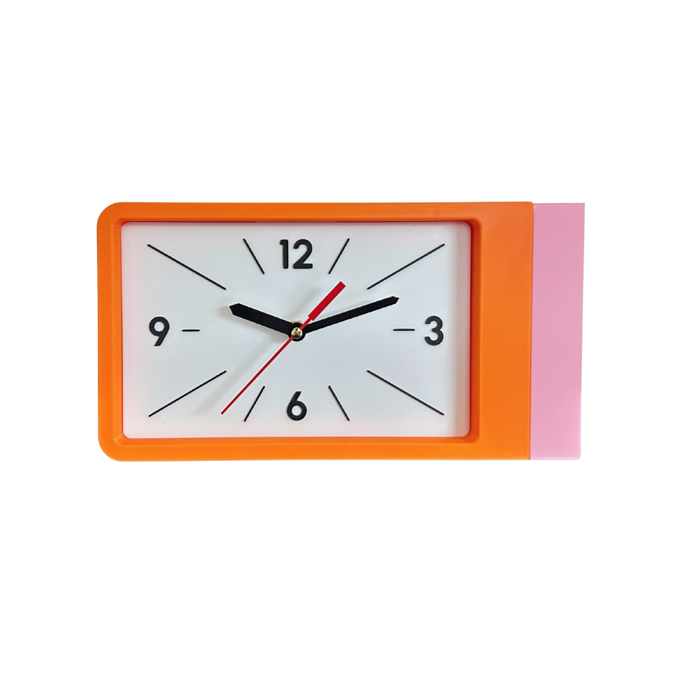 Reloj de Pared Decorativo NOOK – Cuadrado Naranja y Rosado