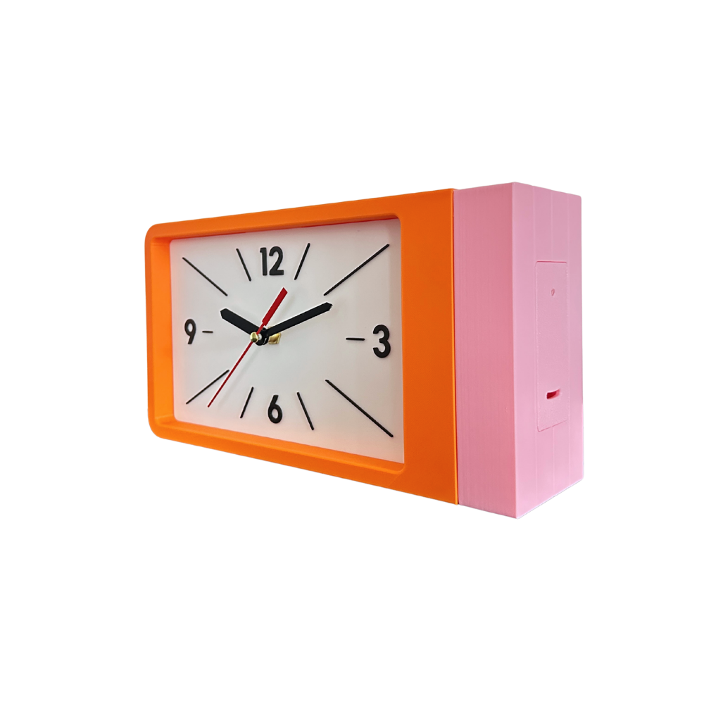 Reloj de Pared Decorativo NOOK – Cuadrado Naranja y Rosado