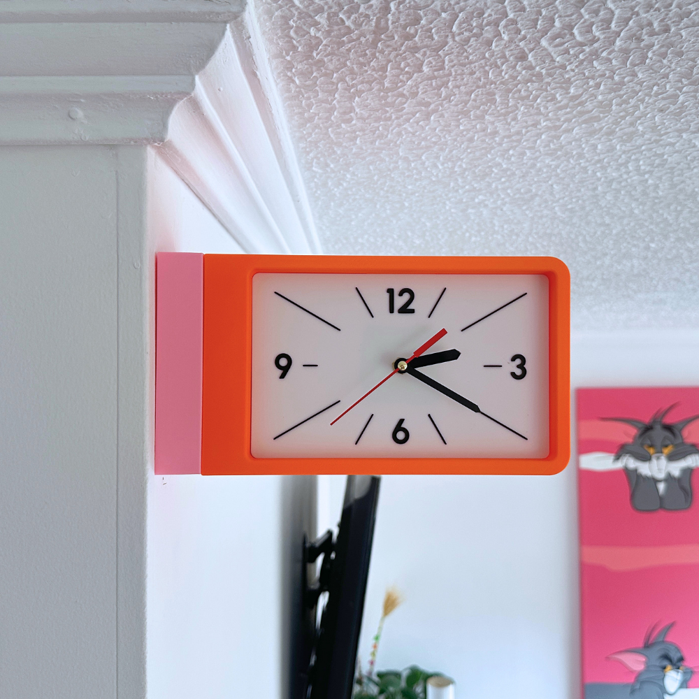 Reloj de Pared Decorativo NOOK – Cuadrado Naranja y Rosado