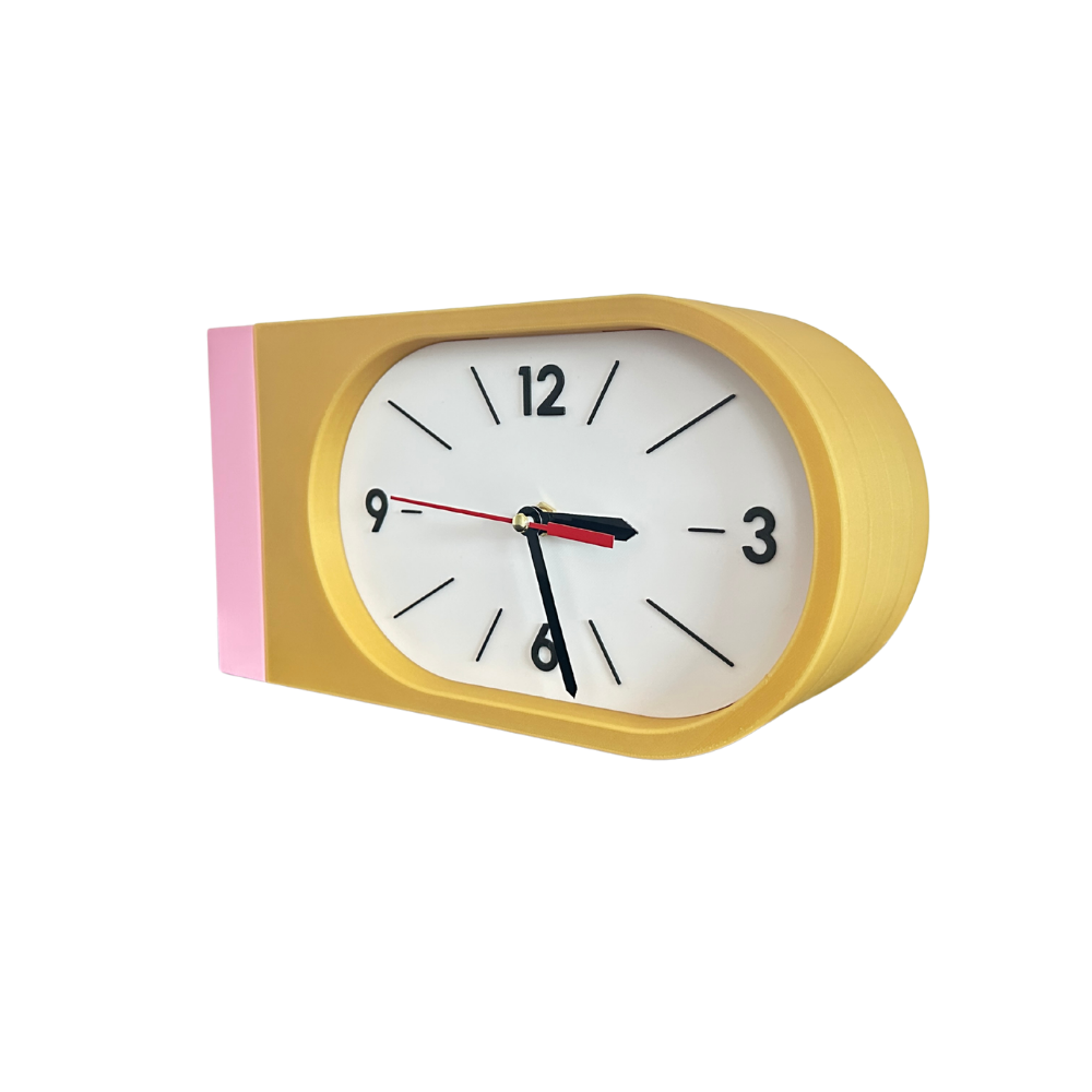 Reloj de Pared Decorativo NOOK – Ovalado Amarillo y Rosado