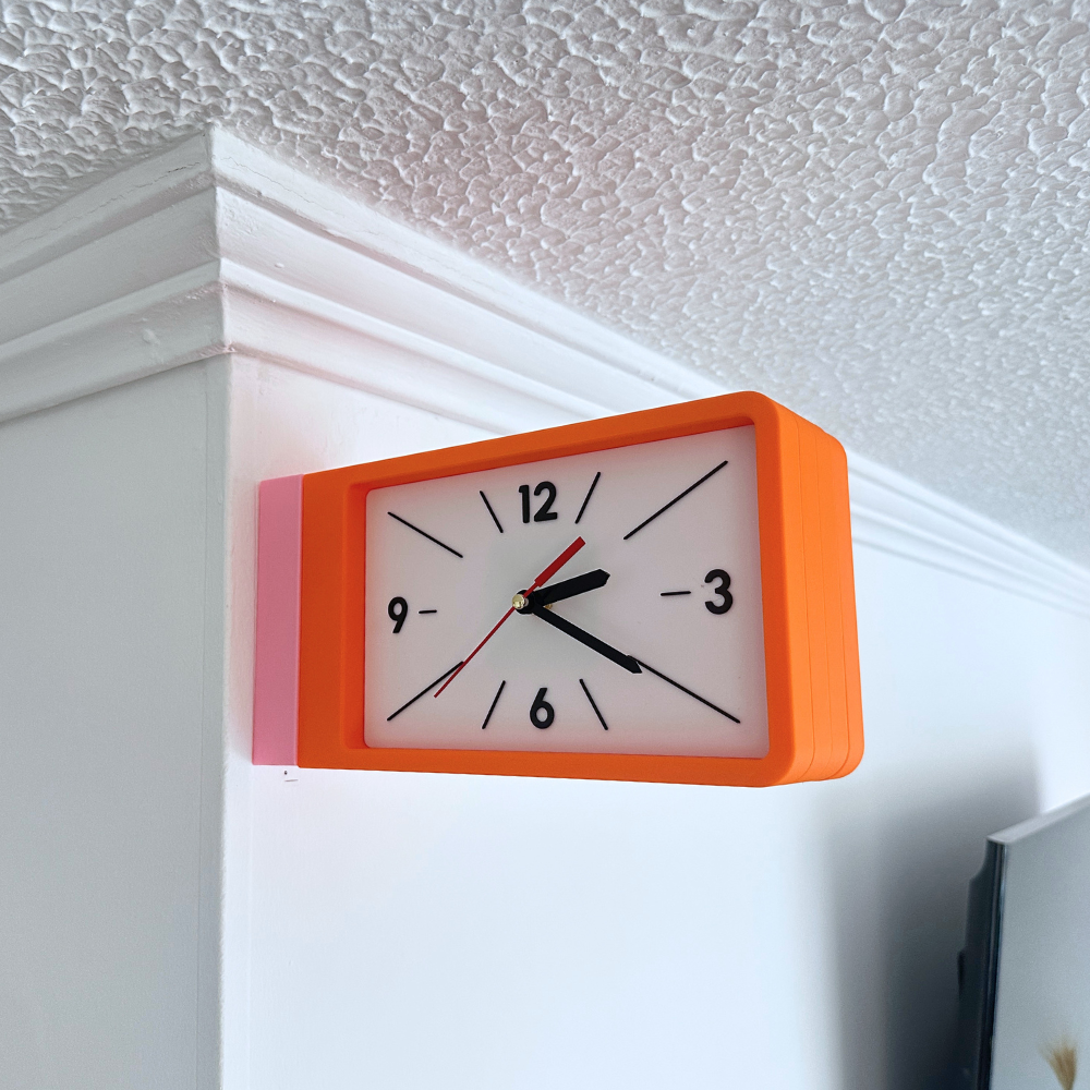 Reloj de Pared Decorativo NOOK – Cuadrado Naranja y Rosado