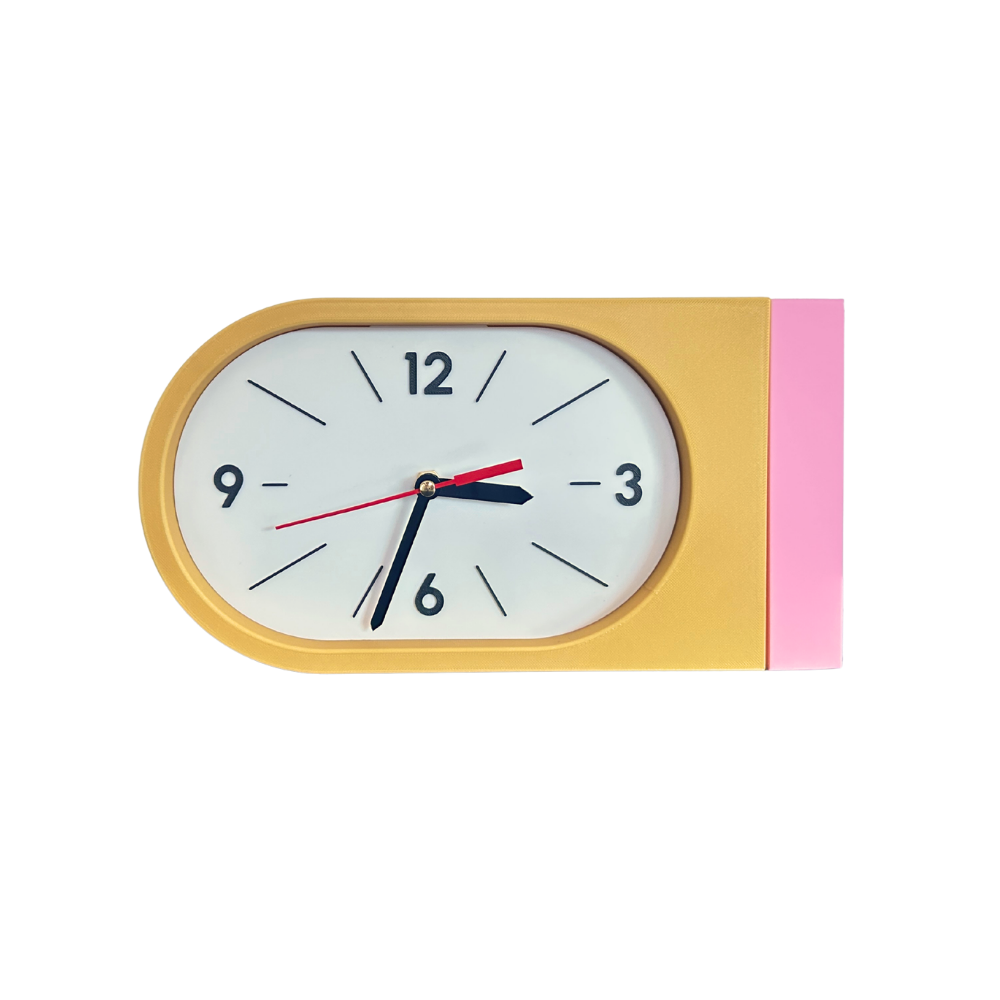 Reloj de Pared Decorativo NOOK – Ovalado Amarillo y Rosado