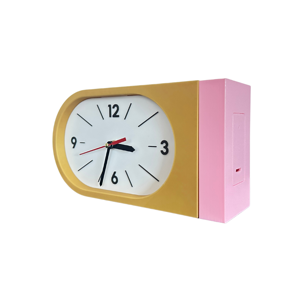 Reloj de Pared Decorativo NOOK – Ovalado Amarillo y Rosado