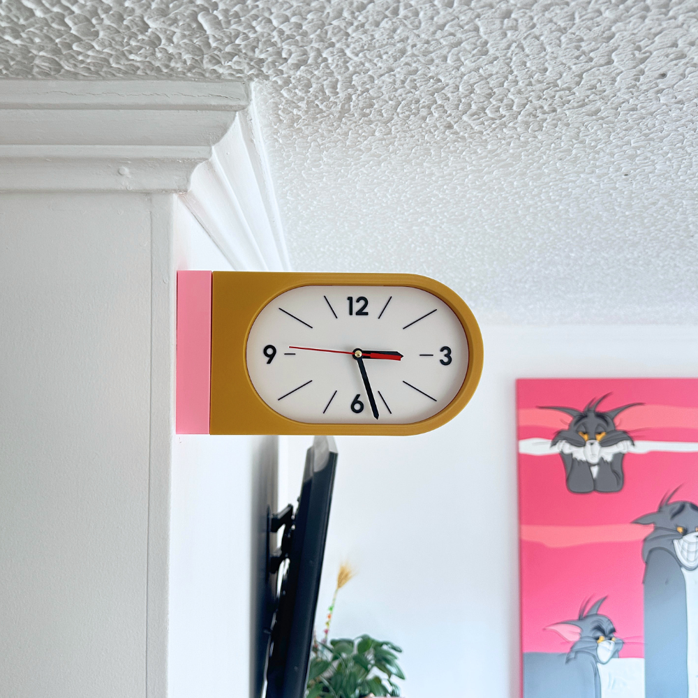 Reloj de Pared Decorativo NOOK – Ovalado Amarillo y Rosado