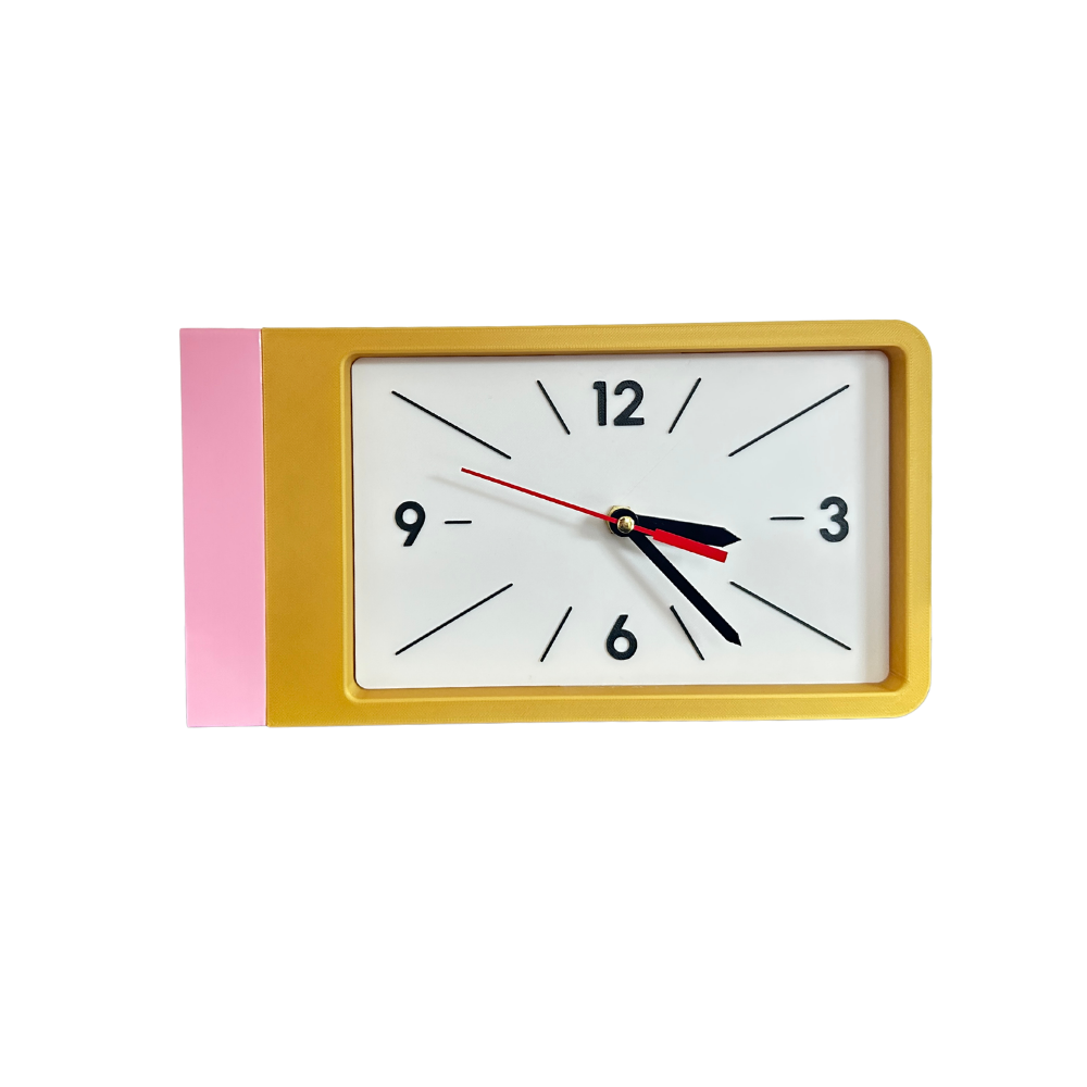 Reloj de Pared Decorativo NOOK – Cuadrado Amarillo y Rosado