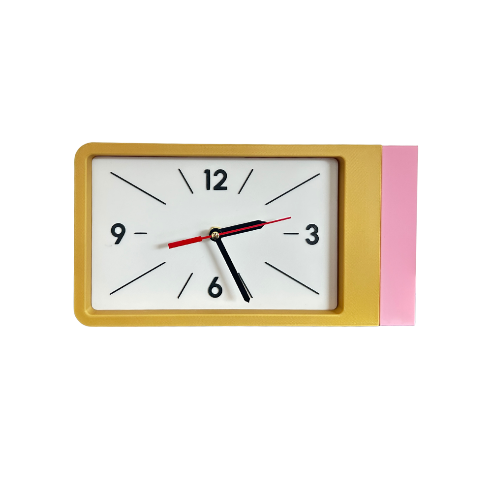 Reloj de Pared Decorativo NOOK – Cuadrado Amarillo y Rosado