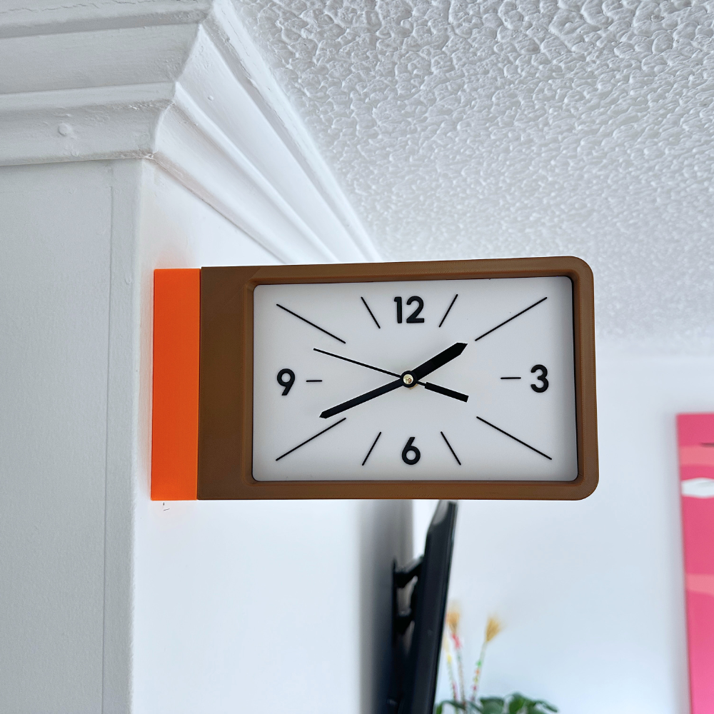 Reloj de Pared Decorativo NOOK – Cuadrado Café y Naranja