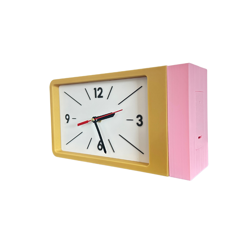 Reloj de Pared Decorativo NOOK – Cuadrado Amarillo y Rosado