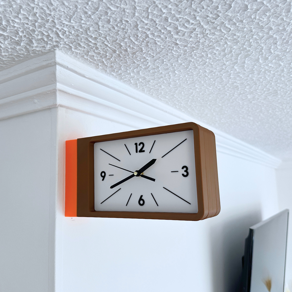 Reloj de Pared Decorativo NOOK – Cuadrado Café y Naranja