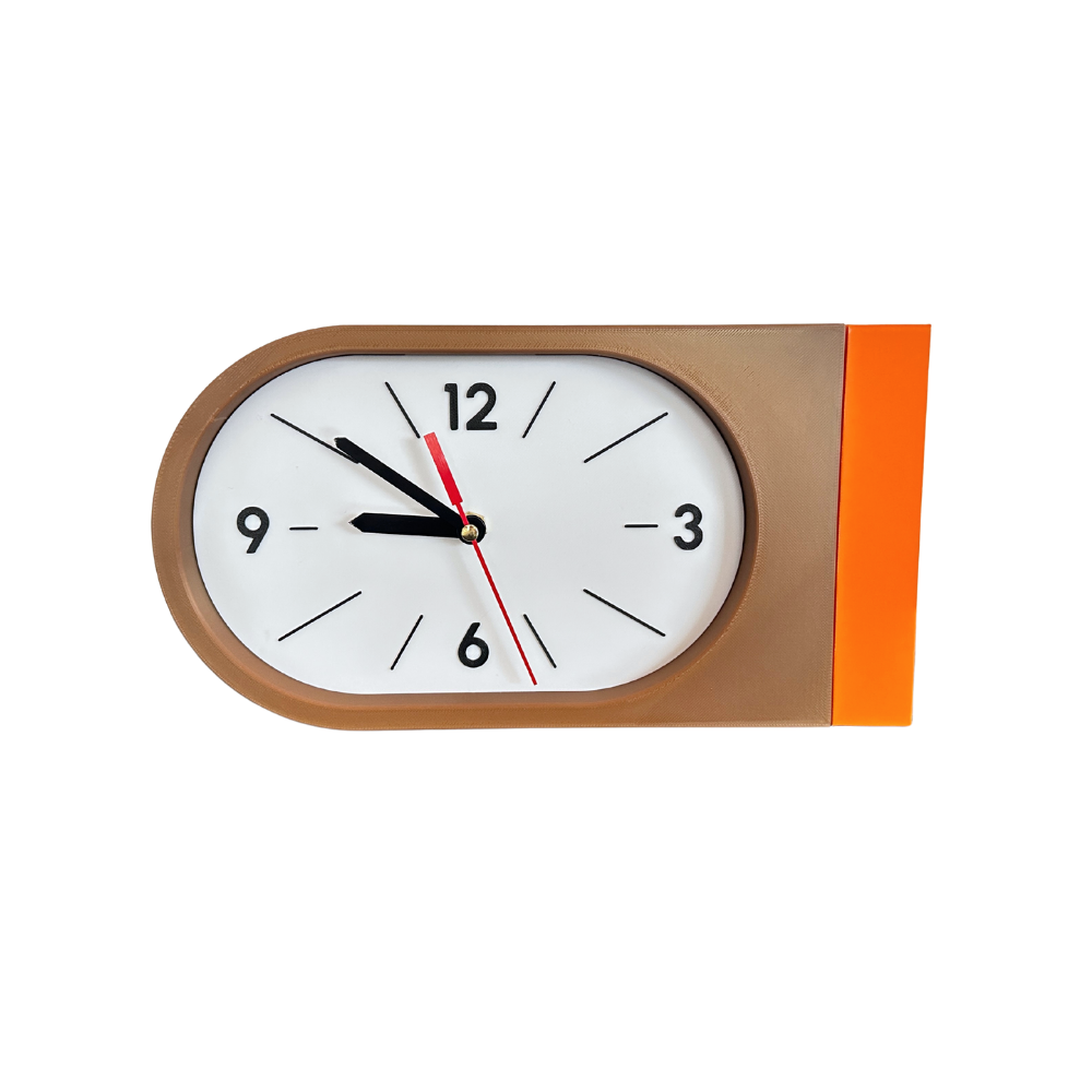 Reloj de Pared Decorativo NOOK – Ovalado Café y Naranja