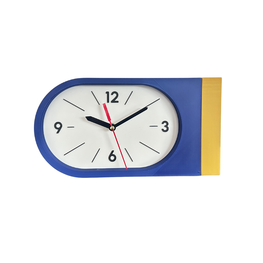 Reloj de Pared Decorativo NOOK – Ovalado Amarillo y Azul
