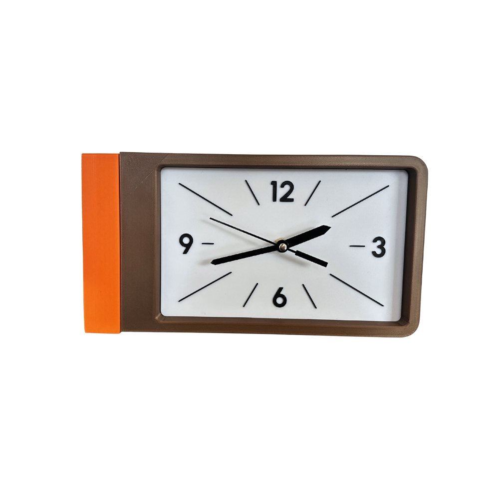 Reloj de Pared Decorativo NOOK – Cuadrado Café y Naranja