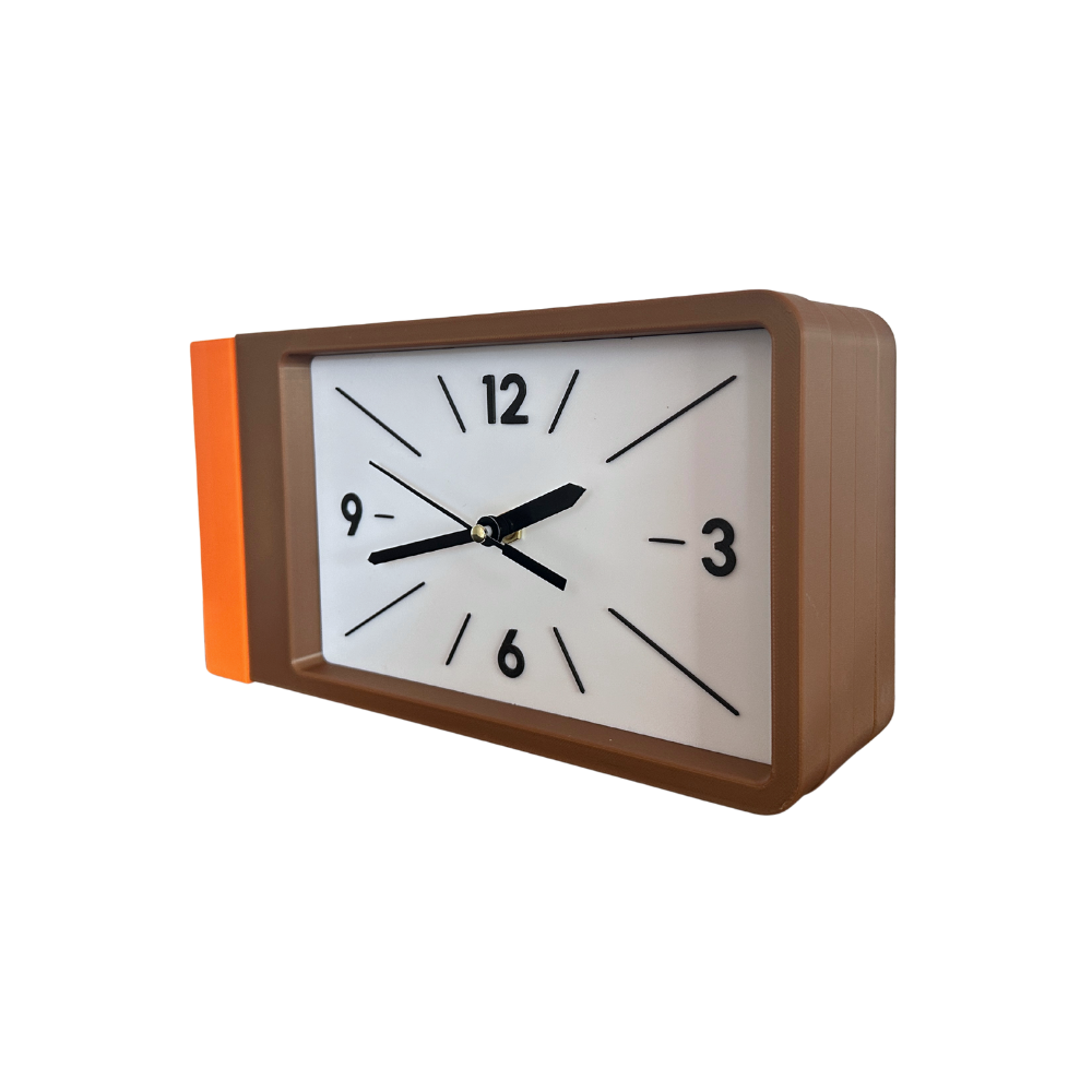 Reloj de Pared Decorativo NOOK – Cuadrado Café y Naranja