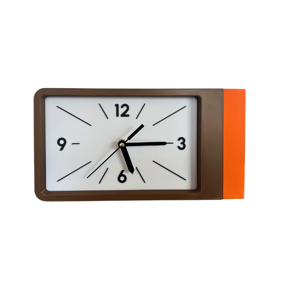 Reloj de Pared Decorativo NOOK – Cuadrado Café y Naranja
