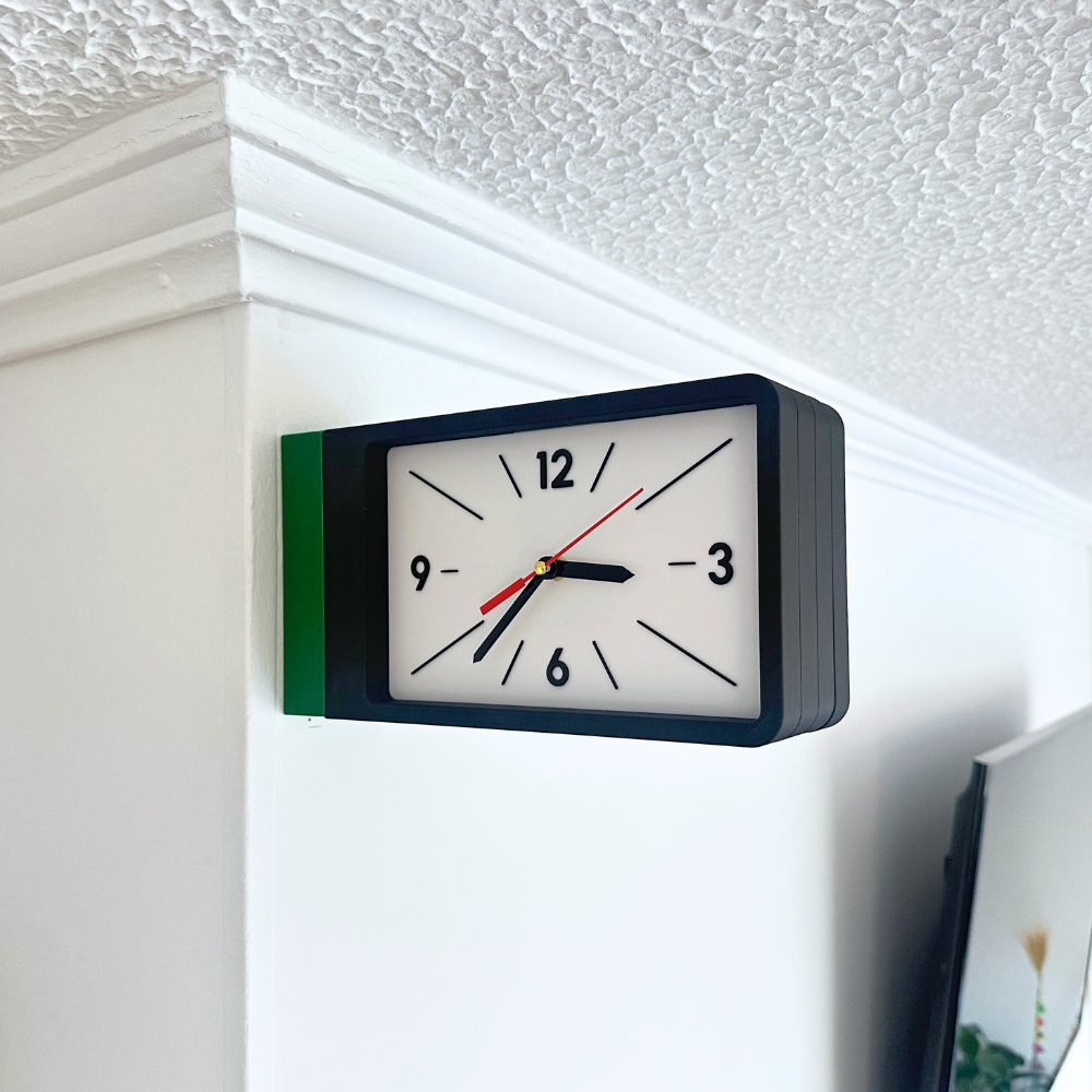 Reloj de Pared Decorativo NOOK – Cuadrado Negro y Verde