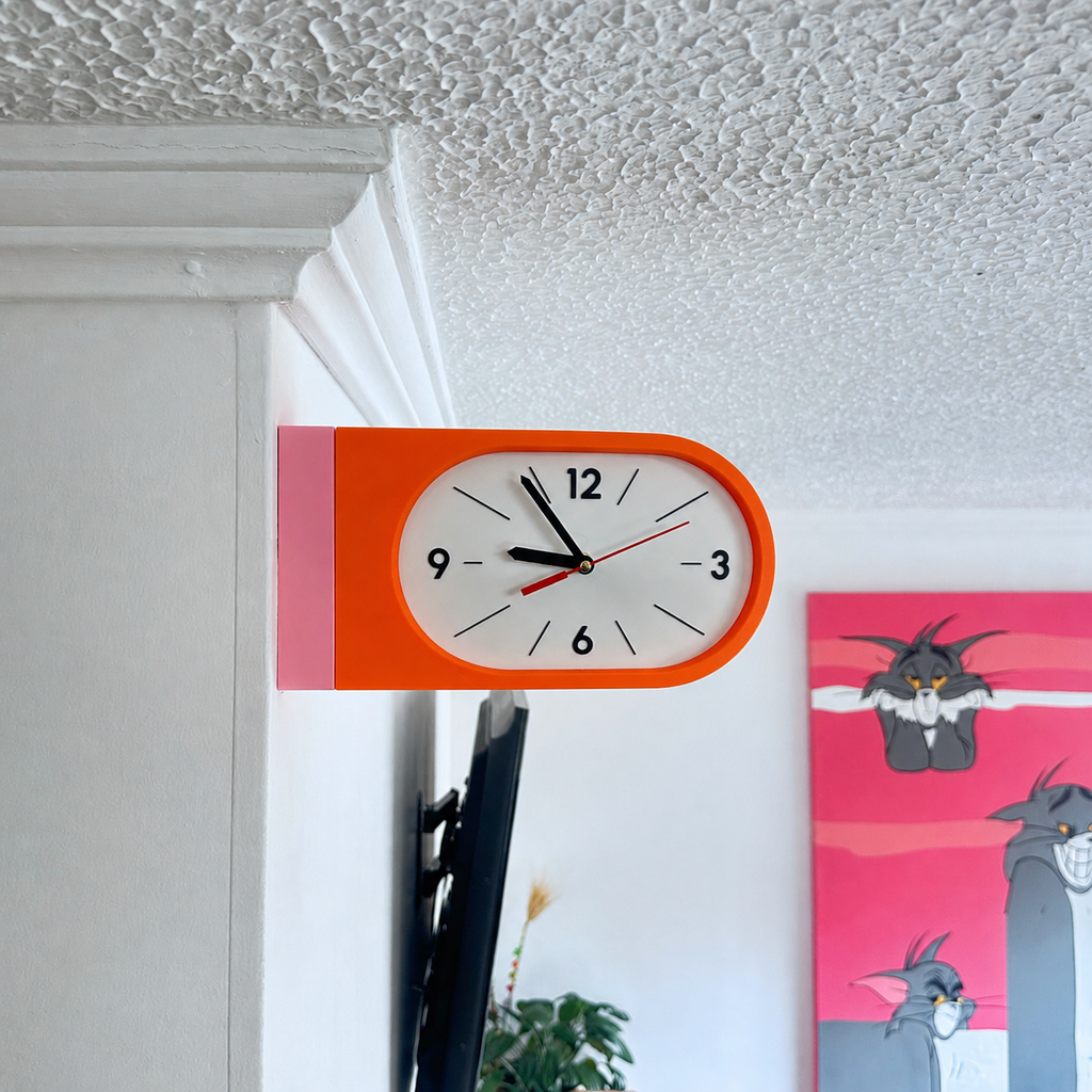 Reloj de Pared Decorativo NOOK – Ovalado Naranja y Rosado